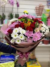 Букет цветов из:  Розы, Хризантемы и Альстромерии #REPLACE_PRED# Новосиньково